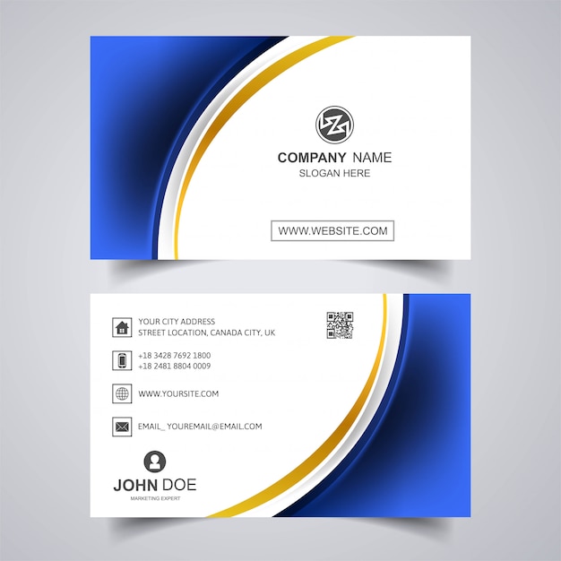 Modern business card with wave template 