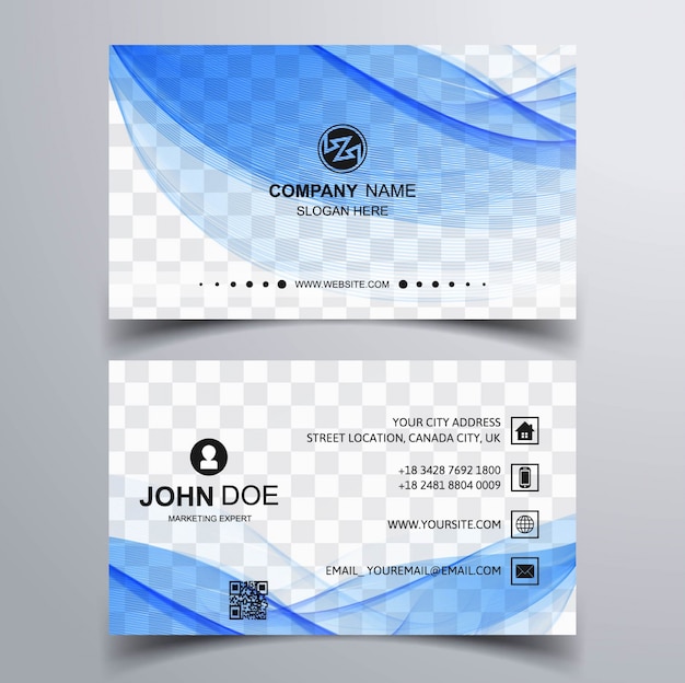 Free vector modern business card with wavy shapes
