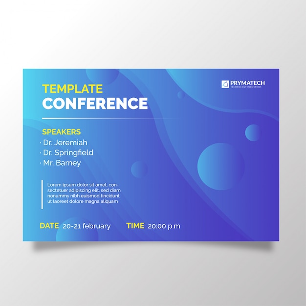 Free vector modern business conference template with degrade background