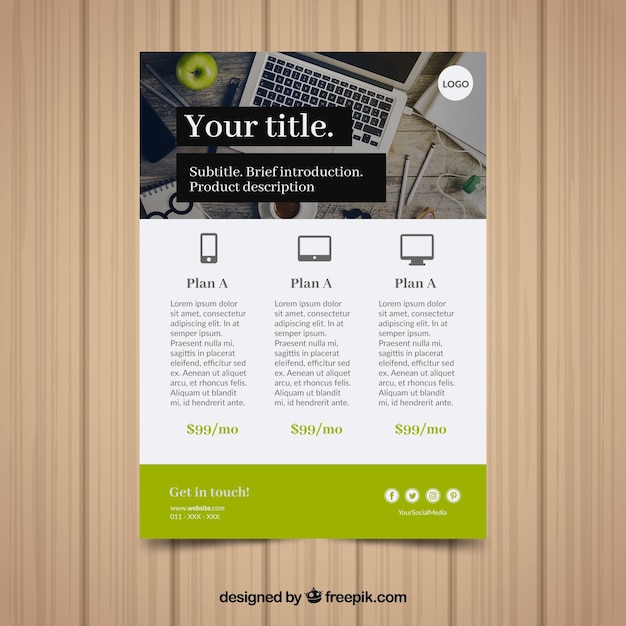 Free vector modern business flyer design with space for text