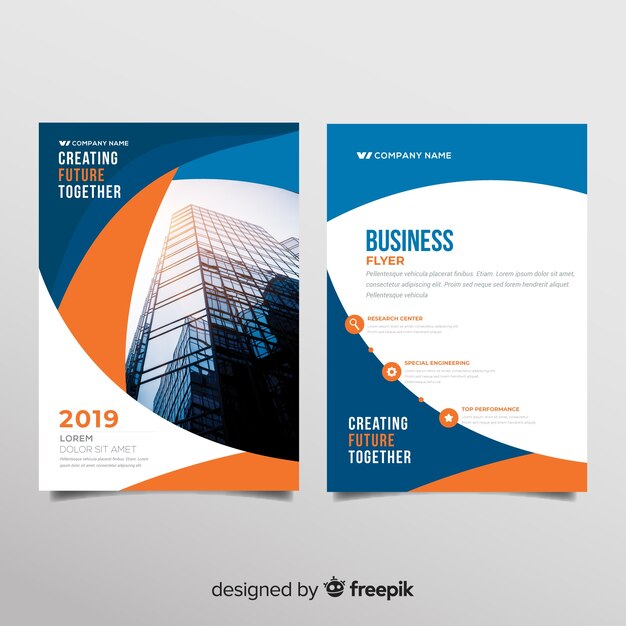 Modern business flyer template with abstract shapes