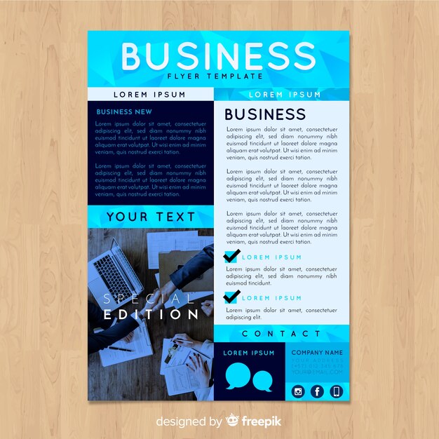 Modern business flyer template with abstract shapes