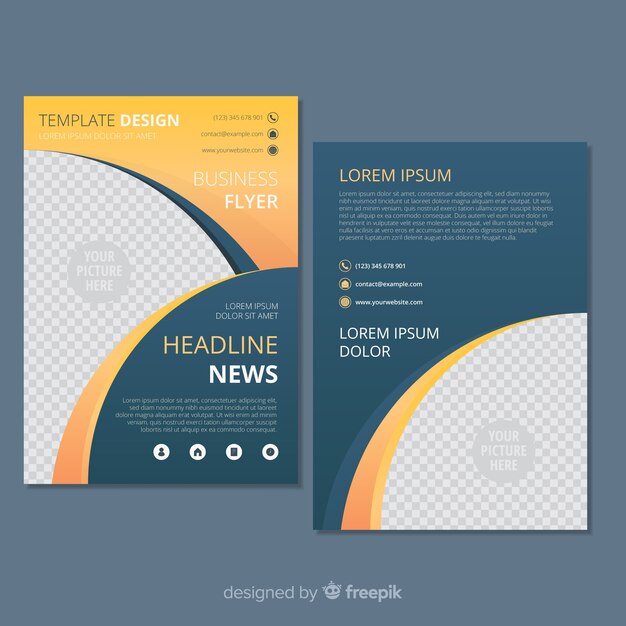 Modern business flyer template with flat design