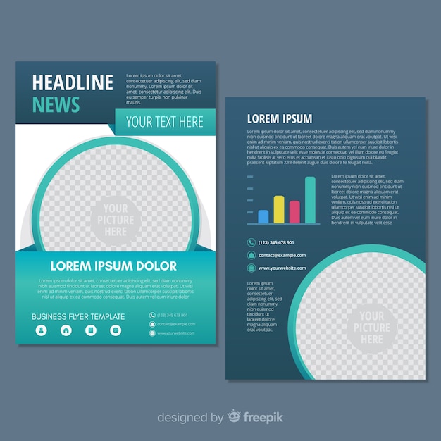 Modern business flyer template with flat design