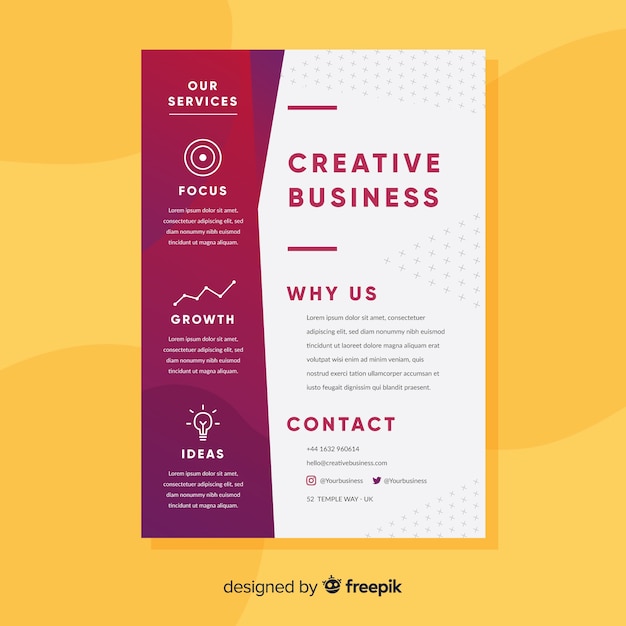 Modern business flyer template with flat design