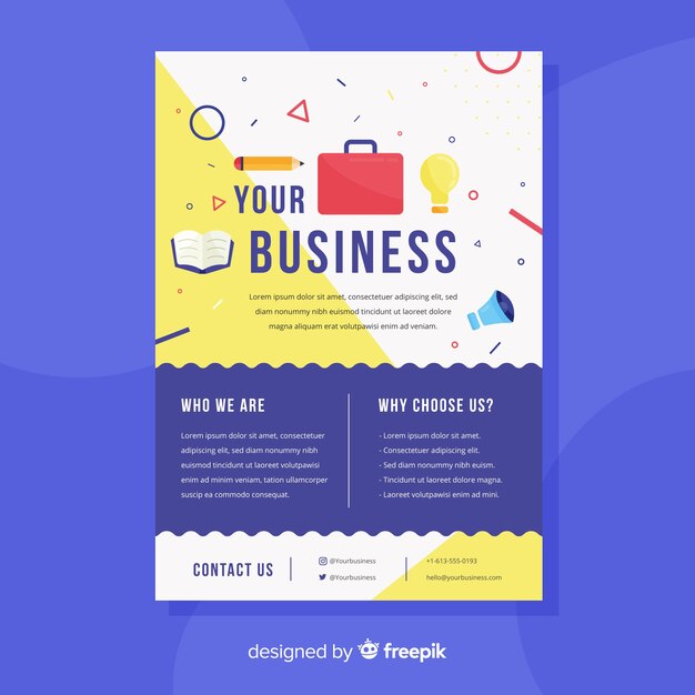 Modern business flyer template with flat design