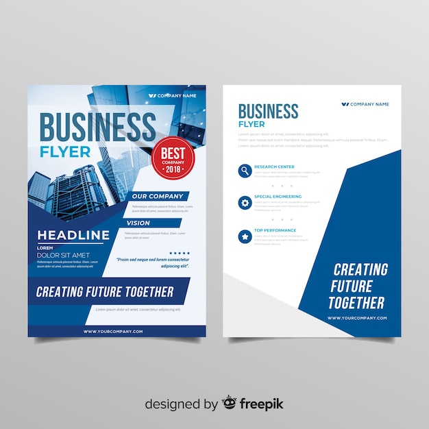 Free vector modern business flyer template with flat design