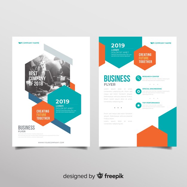 Modern business flyer template with geometric design