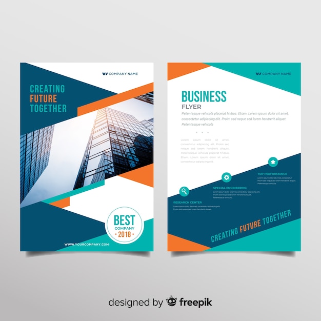 Free vector modern business flyer template with geometric design