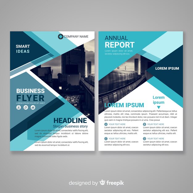 Modern business flyer template with geometric design