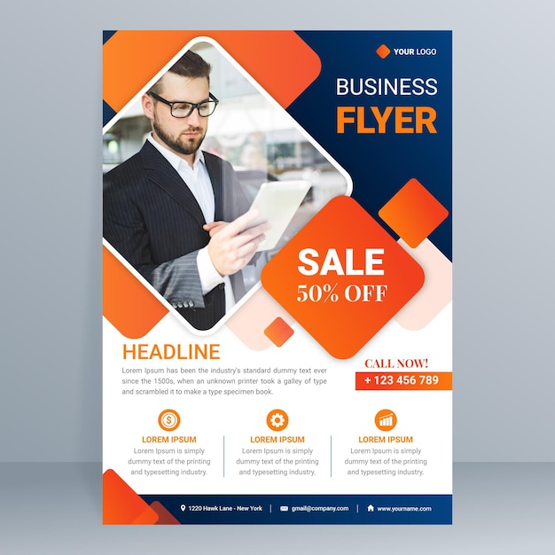 Free vector modern business flyer template