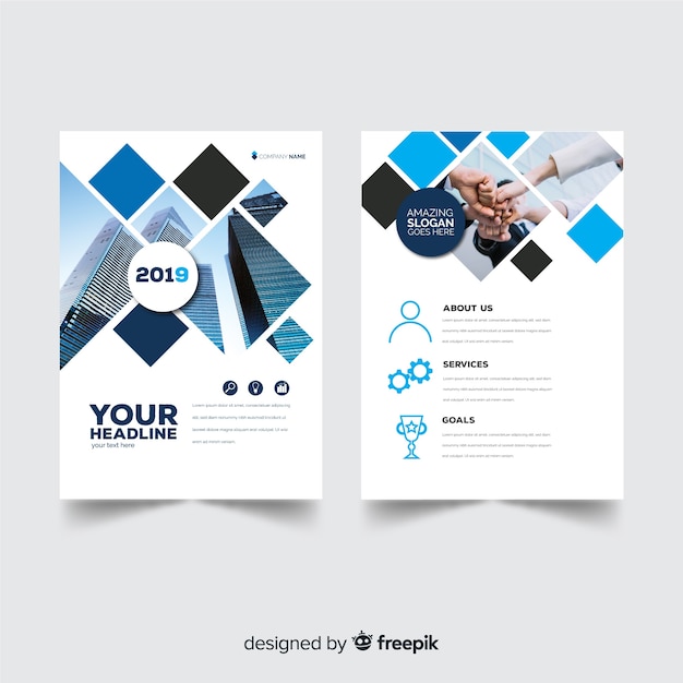 Modern business flyer with photo mosaic