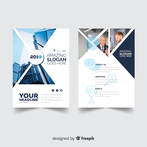 Modern business flyer with photo mosaic