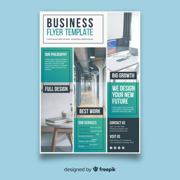 Modern business flyer with photo mosaic