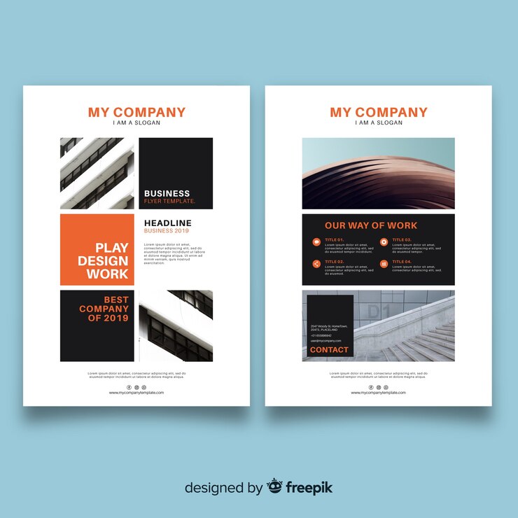 Free Vector modern business flyer with photo mosaic