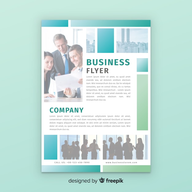 Free vector modern business flyer with photo mosaic