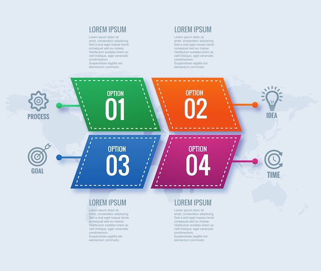 Moderno concetto di business infografica con 4 passaggi banner design
