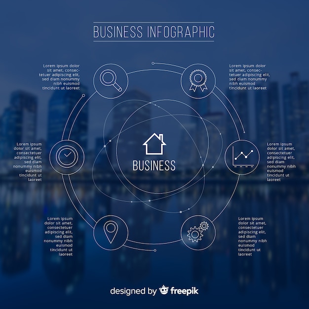 Бесплатное векторное изображение Современный бизнес инфографики с фото