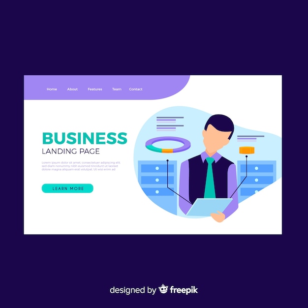 Free vector modern business landing page