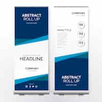 Free vector modern business roll up banner with paper shapes