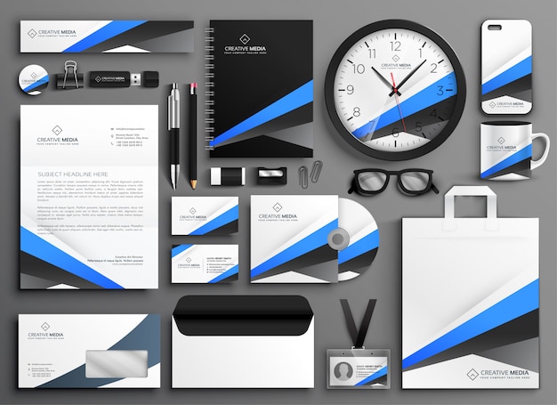 Free vector modern business stationery set design