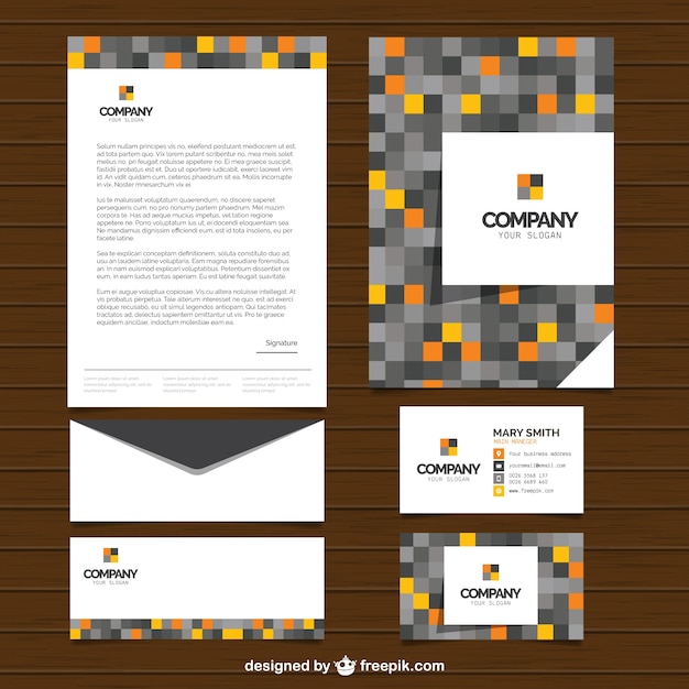 Modern business stationery with pixels