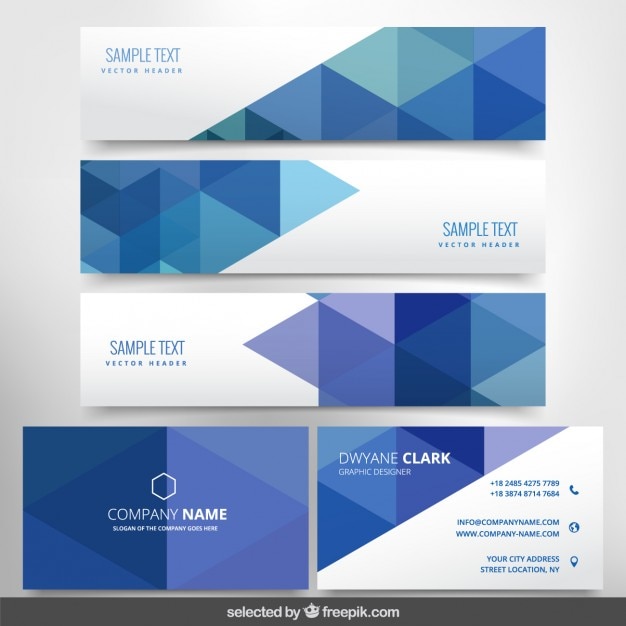 Free vector modern business stationery with triangles