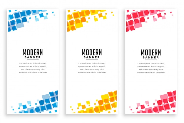 Modern business style mosaic banner set