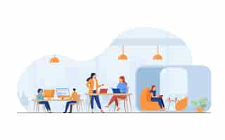 Free vector modern business team working in open office space