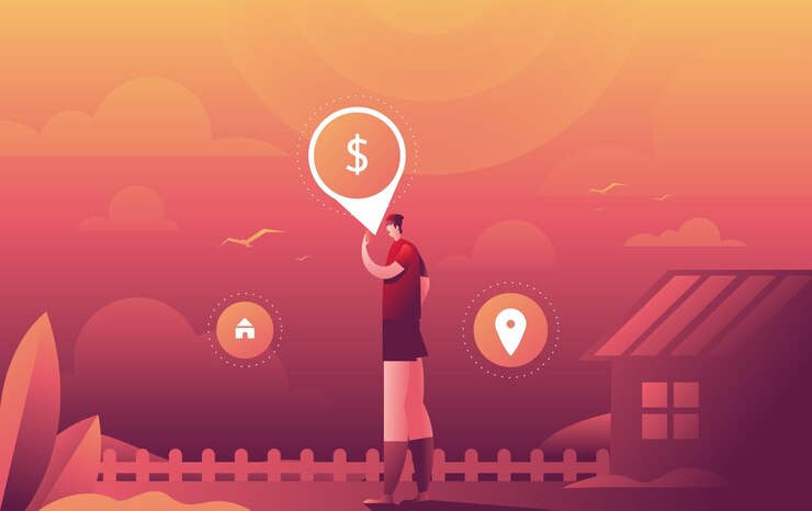 Free Vector modern businesspeople talking on the phone in front of house.