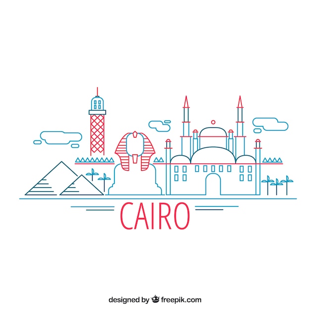 Modern cairo skyline with lineal style