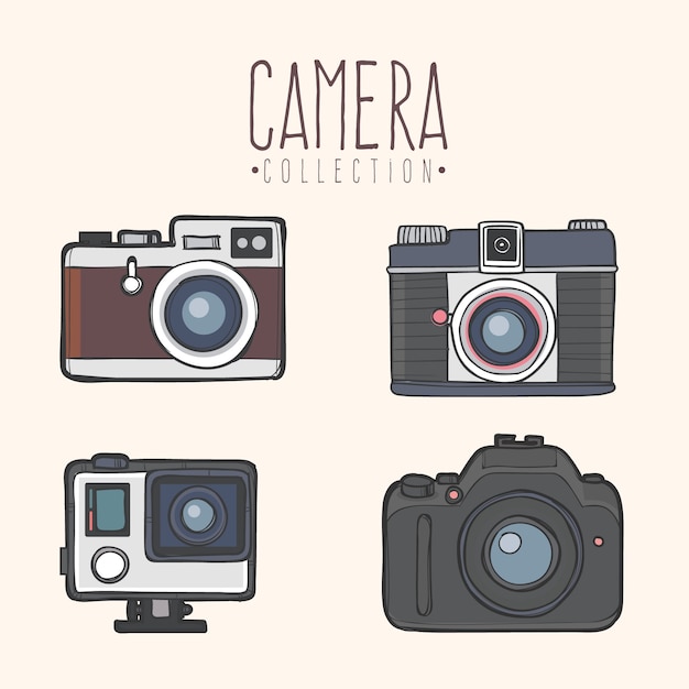 Vettore gratuito collezione moderna della fotocamera