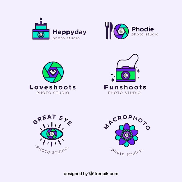 Free vector modern camera logo collection