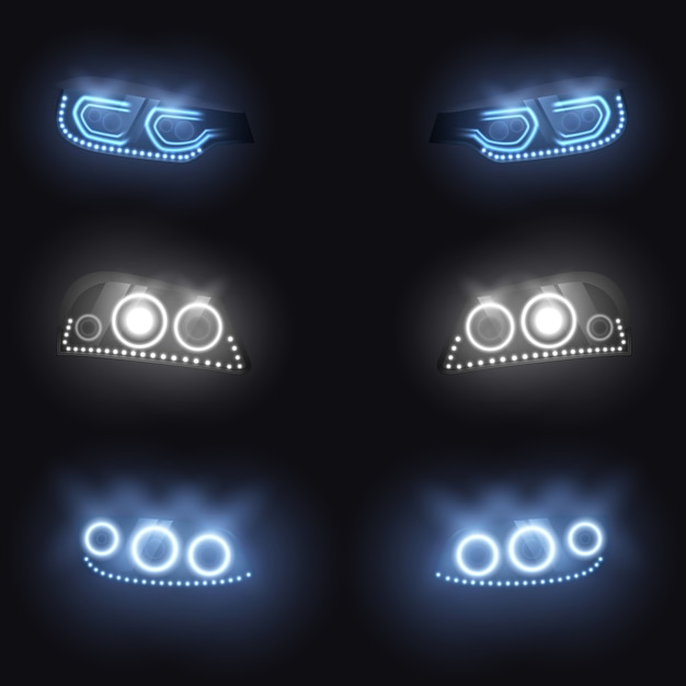 Modern car front or back headlights with xenon