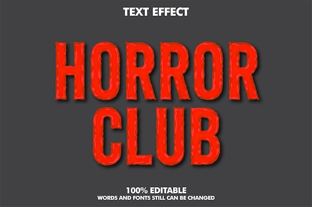 Modern cartoon text effects with horror style look like a creepy blood on the dark background
