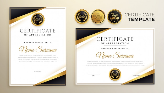 Free vector modern certificate of appreciation template for multipurpose use