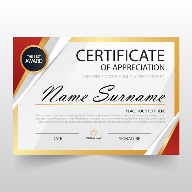 Free vector modern certificate of appreciation template