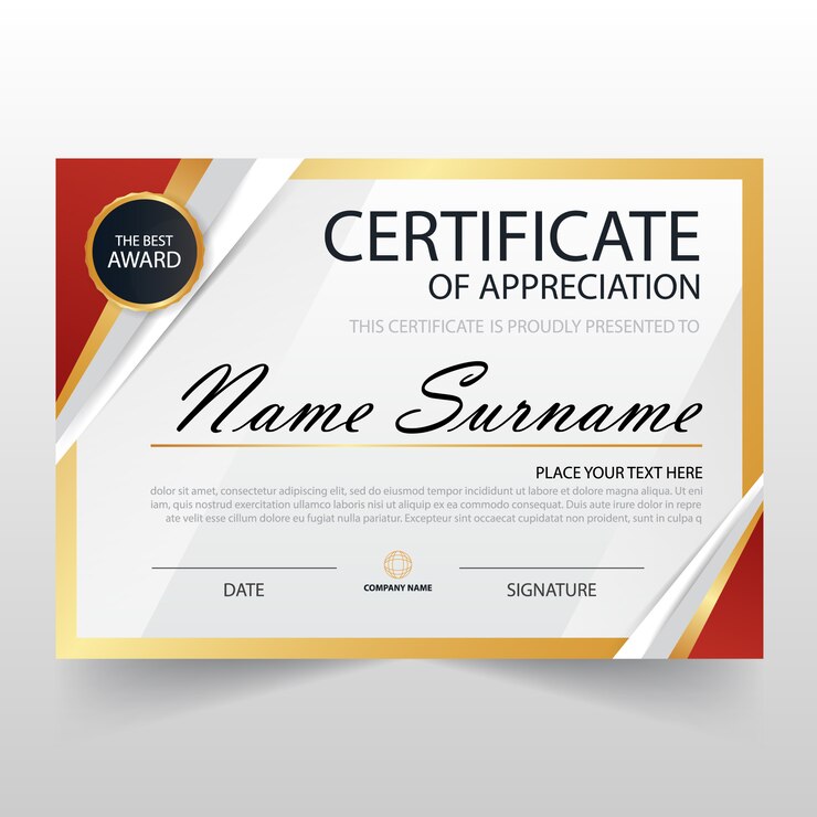 Modern certificate of appreciation template