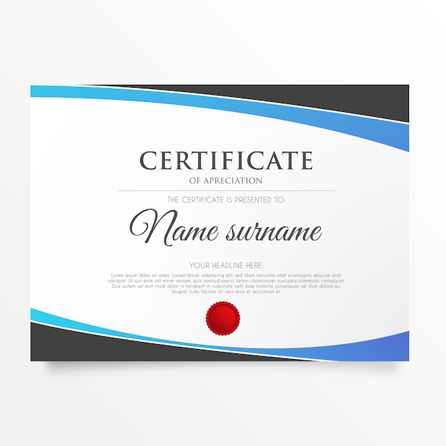 Modern certificate of appreciation with abstract shapes