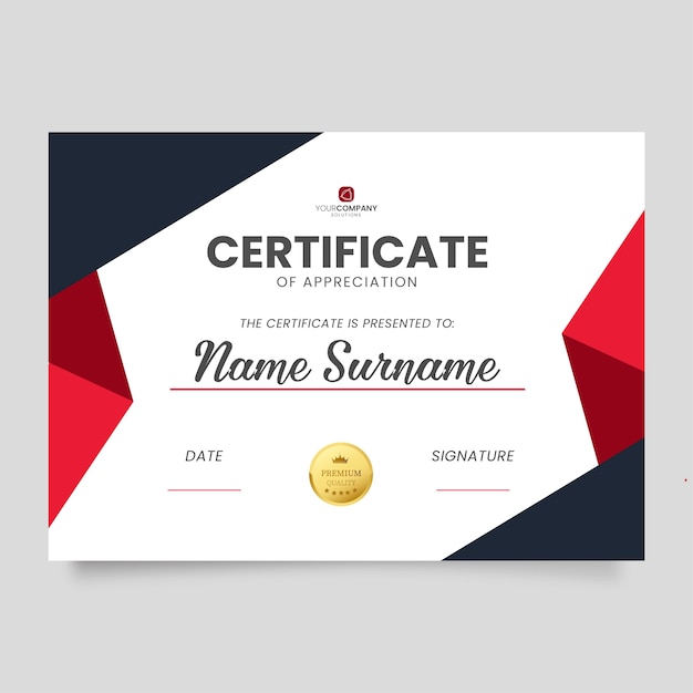 Modern Certificate of Appreciation with Red Shapes Template