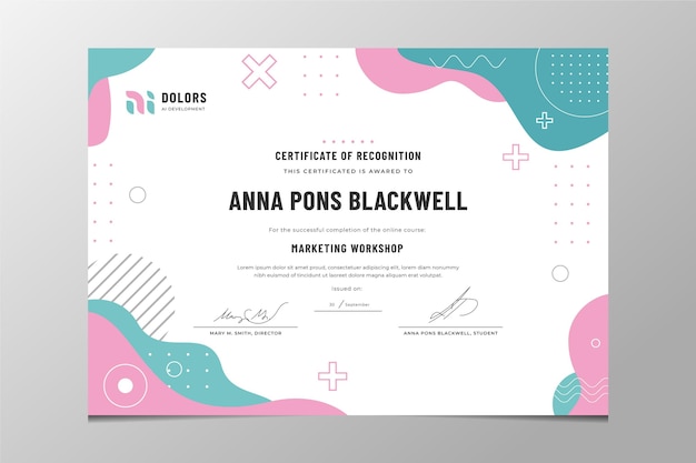 Free Vector modern certificate flat design template