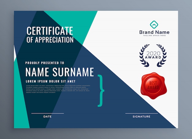 Бесплатное векторное изображение Современный сертификат признательности