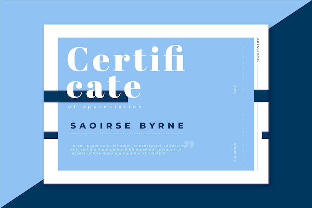 Modern certificate template in blue shades