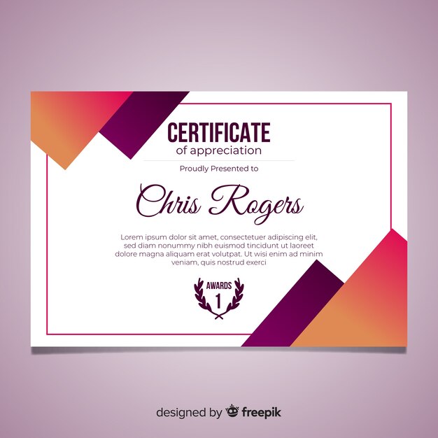 Modern certificate template in flat design