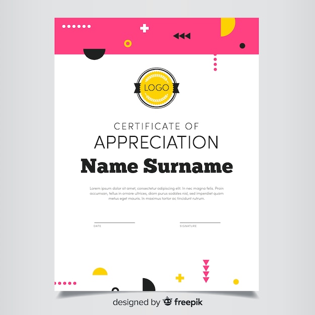 Modern certificate template in flat design