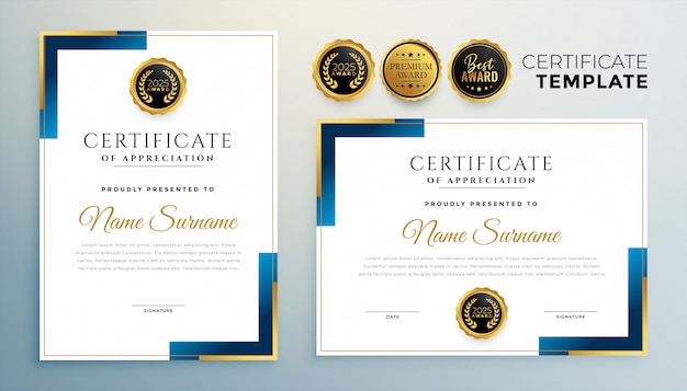 Modern certificate template in geometric style design