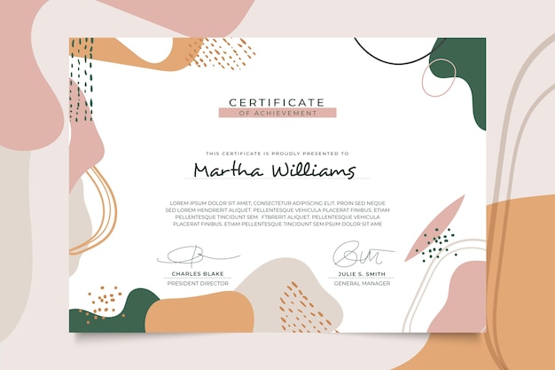 Free vector modern certificate template memphis style