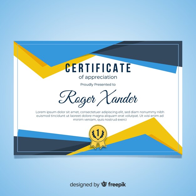 Modern certificate template with flat design