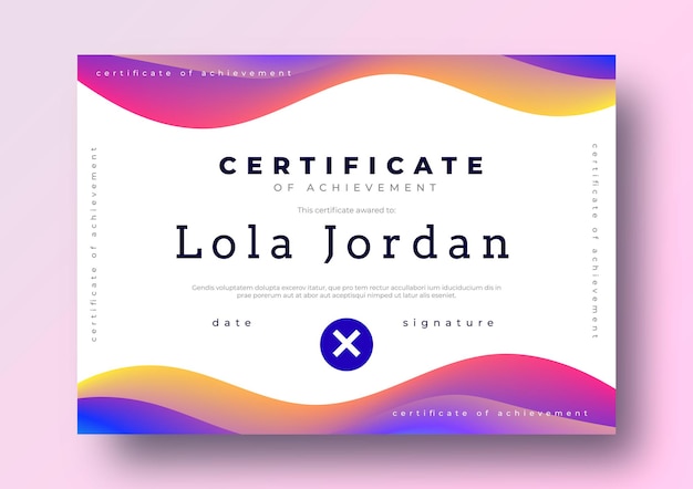Free vector modern certificate template with fluid waves
