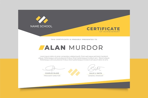 Modern certificate template with shapes